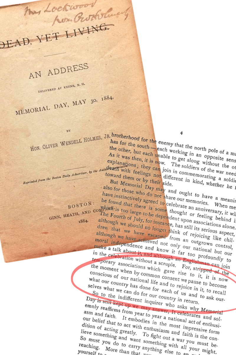 Memorial day May 30 1884 by Hon. Oliver Wendell Holmes Jr