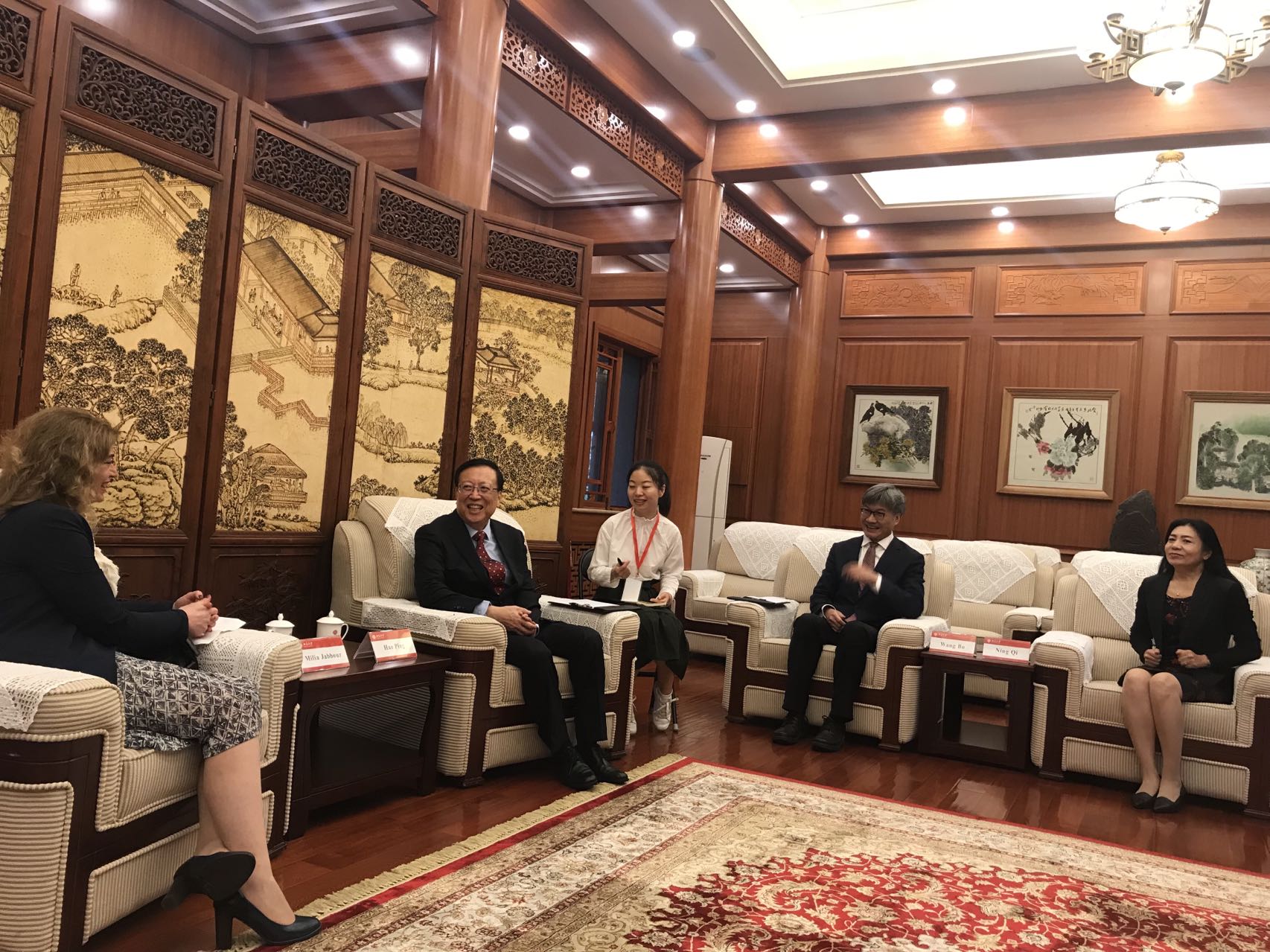 The president and vice president of Peking University met Milia Jabbour, the Ambassador of Lebanon in China