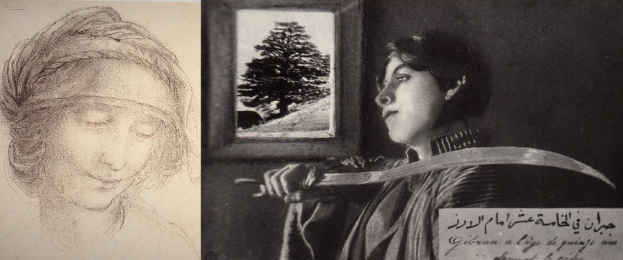 Leonardo's Head of Saint Anne and Gibran around 15 Years Old (c1898) 