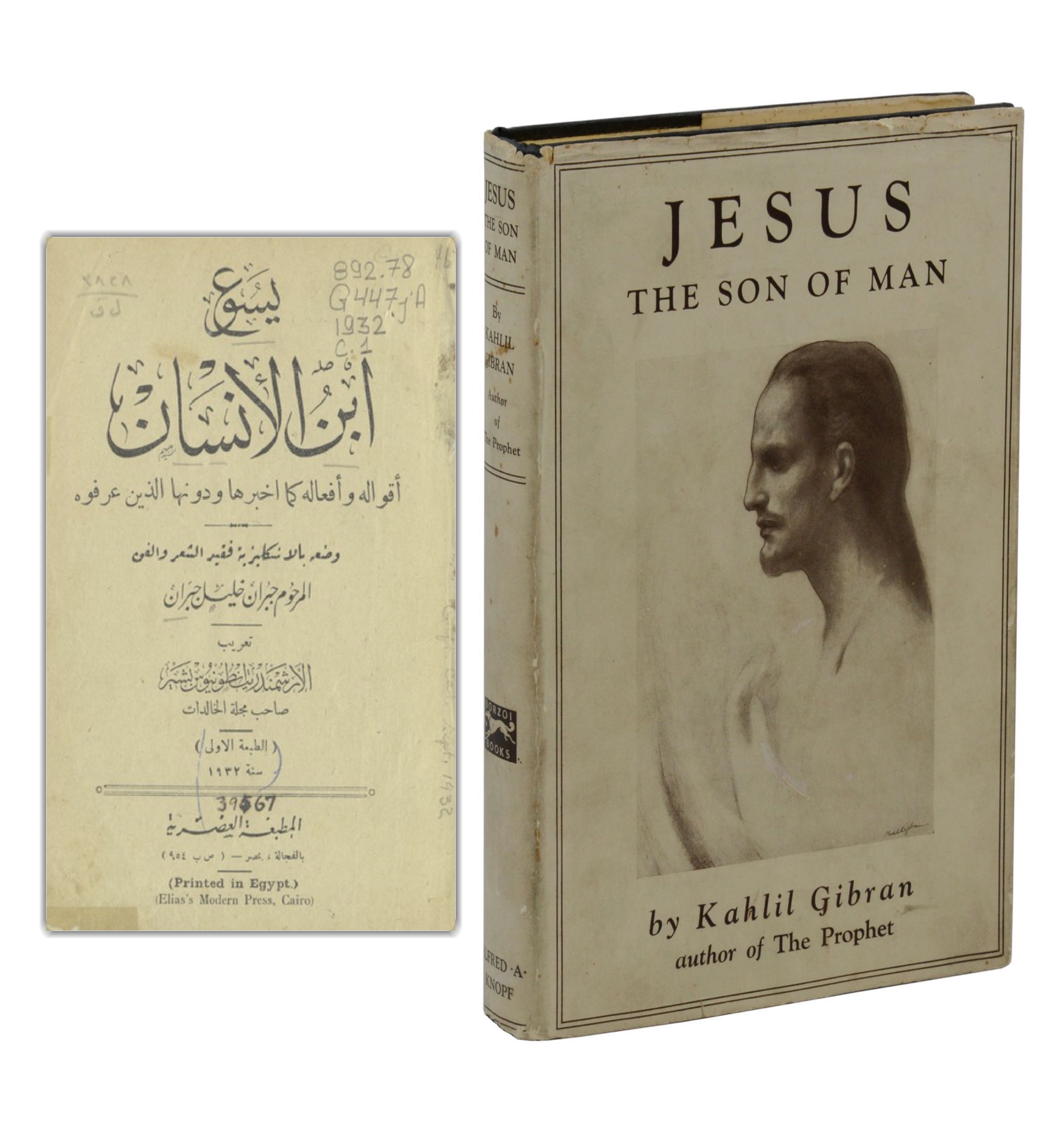 1st Arabic translation of the book Egypt 1932, (right) 1st edition of Jesus The Son of Man