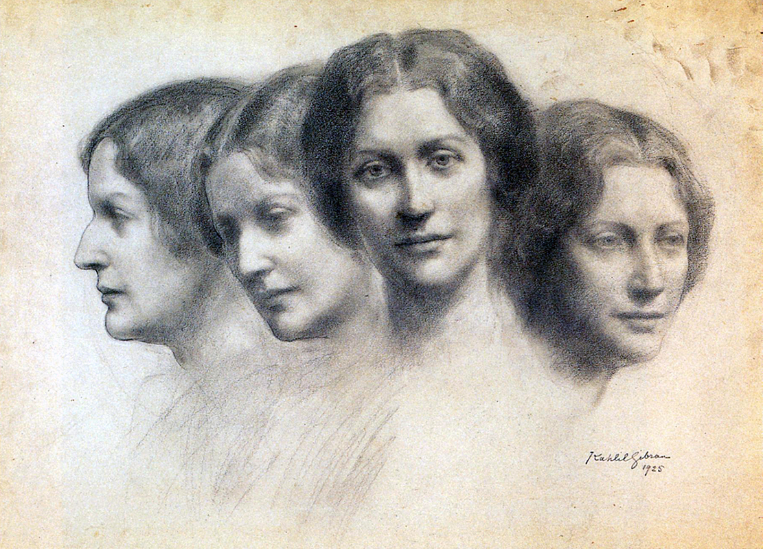 Combined portrait of Leonora Speyer by Kahlil Gibran, 1925