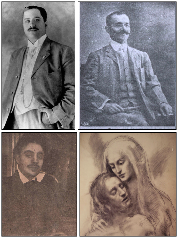 Najeeb Diab - Salim Sarkis - Kahlil Gibran 1913 - Drawing The Blind Poet 1925 by Gibran (Telfair Museums, Savannah, GA)