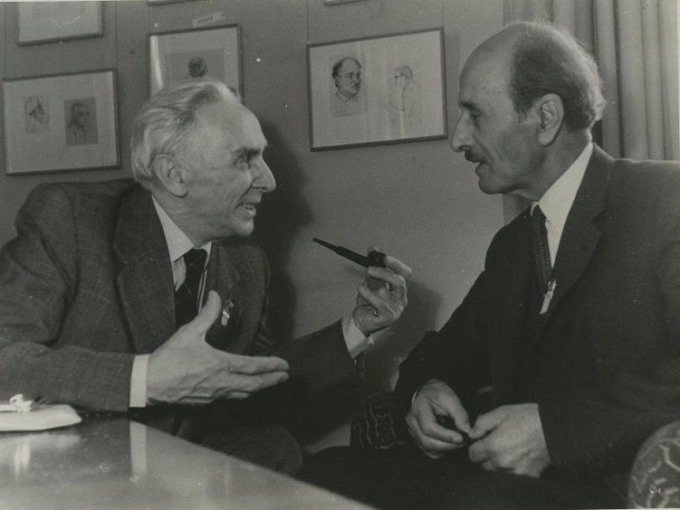 Naimy with the Soviet writer Konstantin Aleksandrovič Fedin at the House of Writers, Moscow, 1956