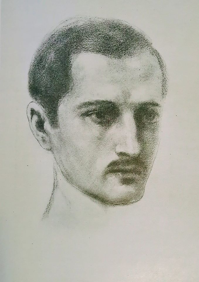 Mikhail Naimy in a charcoal portrait by Kahlil Gibran