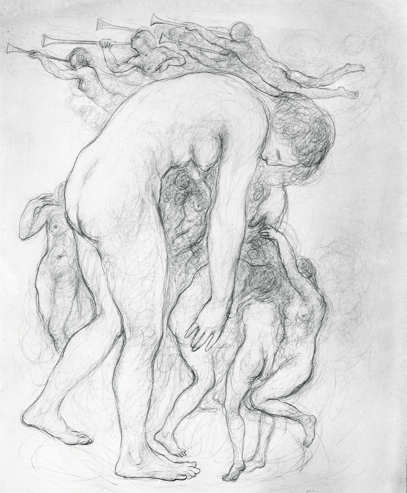 Mother Nature and the Spirits Sounding the Trumpet by Kahlil Gibran