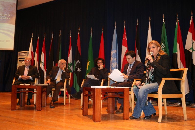 Roula Moawad, Alexandre Najjar; Francesco Medici; Henri Zgheib; Tarek Chidiac; Centre stage at World Day of Social Justice ESCWA Beirut Feb 2018