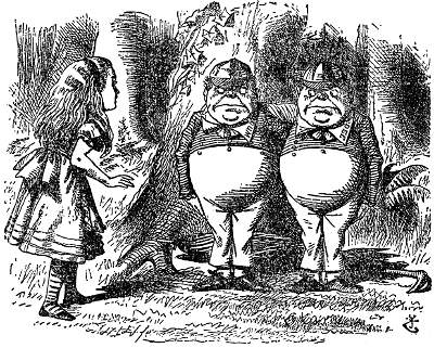 John Tenniel's illustration for chapter 4 of Lewis Carroll's Through the Looking Glass and What Alice Found There originally published 1871